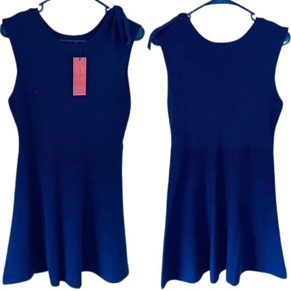 NWT Love Scarlett Petite Sleeveless Ribbed Bow Sweater Dress – Blue - Size PM - Picture 3 of 13